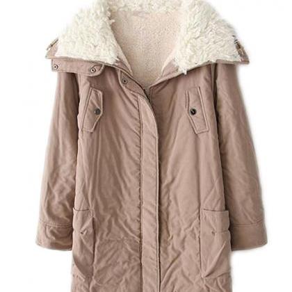 Women Fur Collar Thicken Warm Winter Coat Parka..