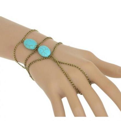 Bohemian Boho Vintage Turquoise Slave Bracelet..