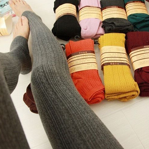 Winter Warm Cotton Knit Thick Stretchy Stirrup Leggings