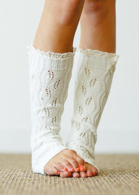 Crochet Woolen Hollow Out Buttons Lace Boots Set Of Leg Warmers Woman ...