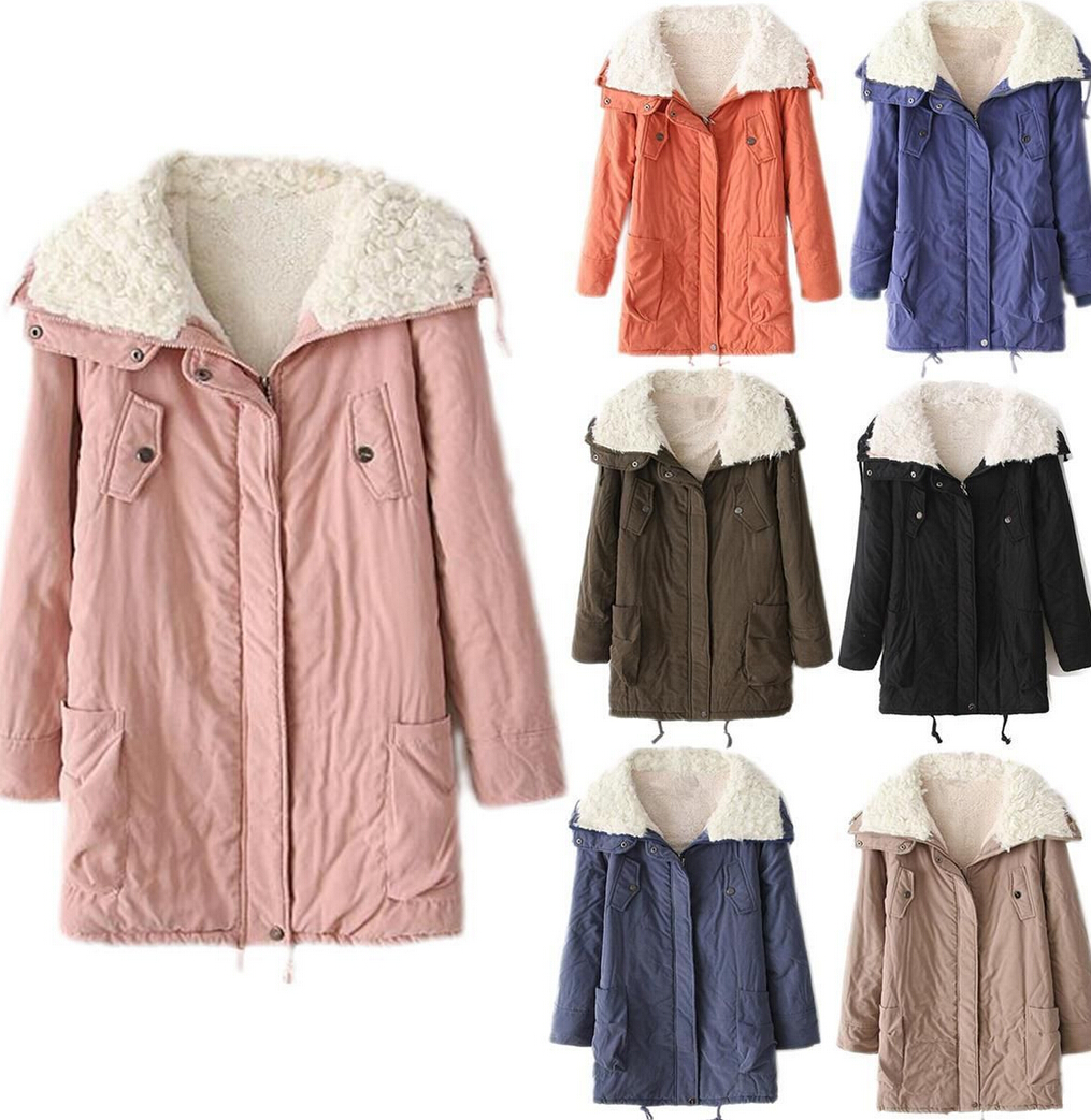 Women Fur Collar Thicken Warm Winter Coat Parka Overcoat Long Jacket Outwear