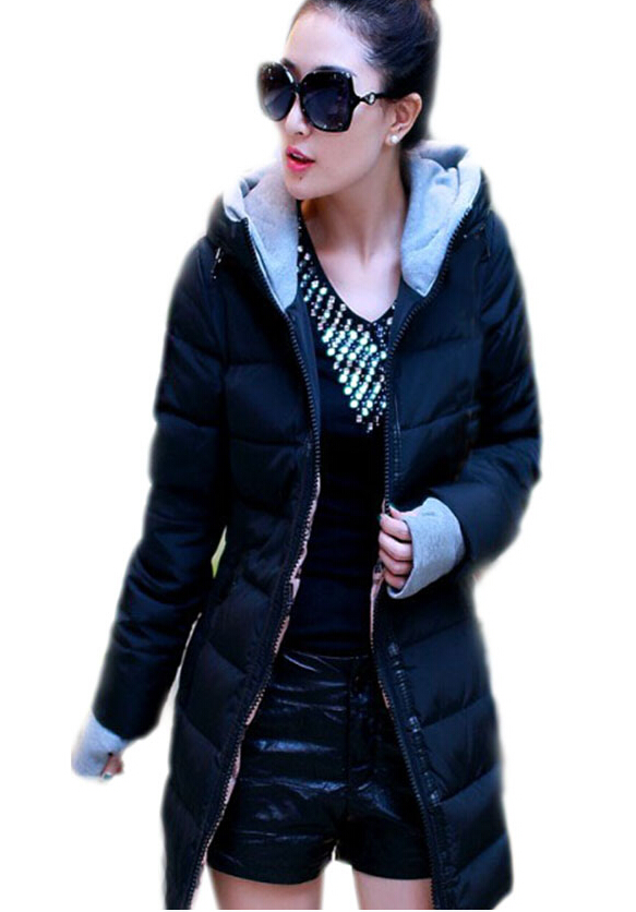 Women Long Winter Warm Hooded Parka Puffer Down Jacket Slim Fit Thicken