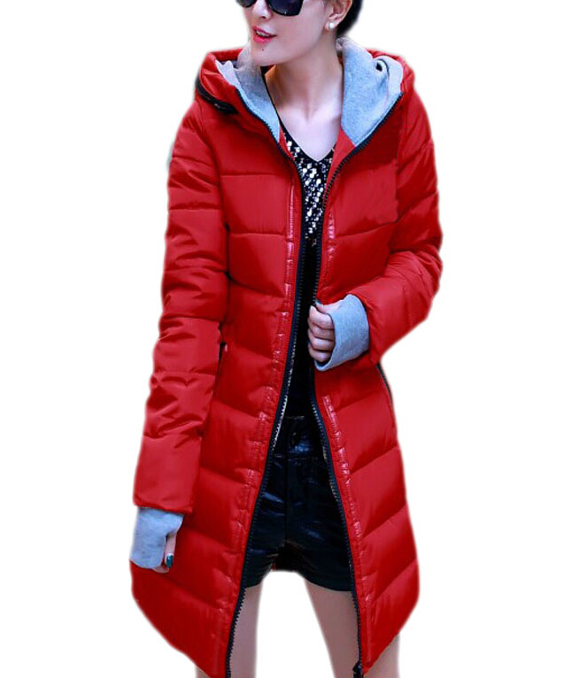 Women Long Winter Warm Hooded Parka Puffer Down Jacket Slim Fit Thicken ...