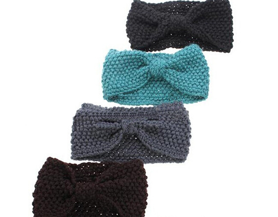 Hair Accessories Winter Crochet Flower Bow Knitted Headwrap Headband Ear Warmer Hair Muffs Band