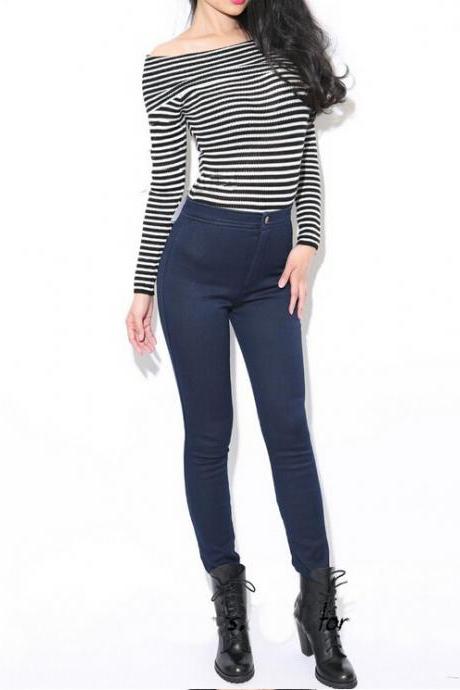 Fashion Vintage Denim Jeans Woman Pencil Casual Denim Stretch Skinny High Waist Jeans Pants Women Plus Size